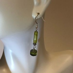 Artisan Vintage Czech Glass & Sterling Silver Drop Earrings